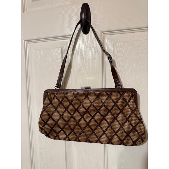 Nicole Miller Collection Vintage Brown Woven Diamond Pattern Envelope Clutch EUC - Picture 4 of 8